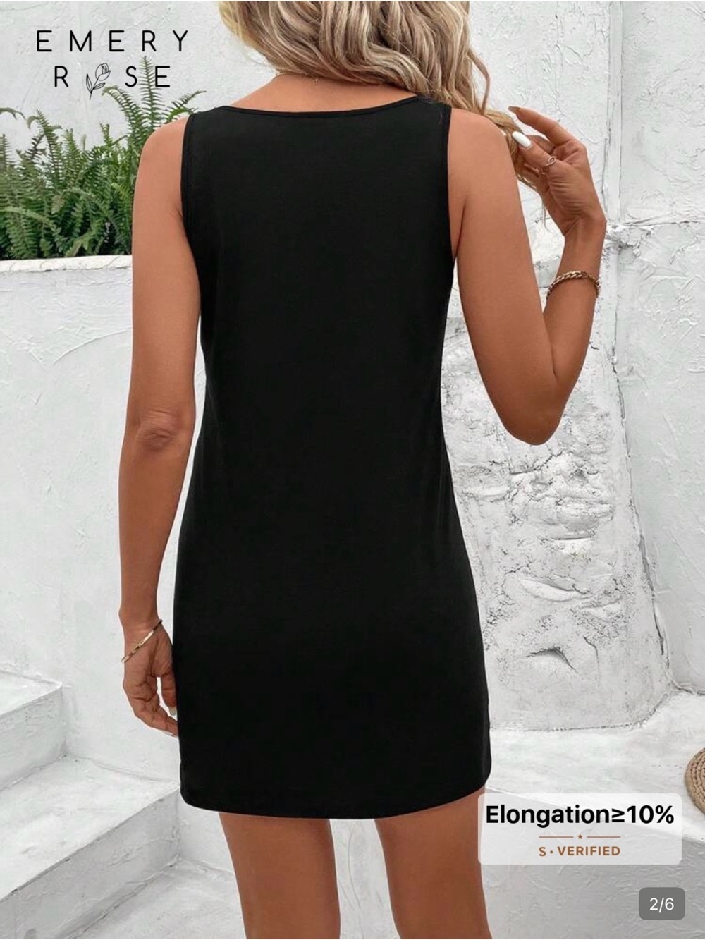 Emery Rose Black Sleeveless Mini Dress with Stacked Hearts - Picture 2 of 6